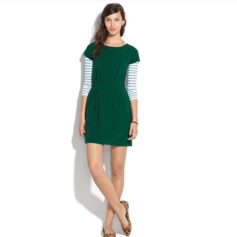 Madewell cap-sleeve dress, green - size 0